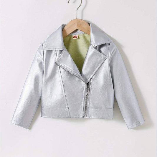 Trendy girls' pink leather jacket for adding flair, stylish and durable.