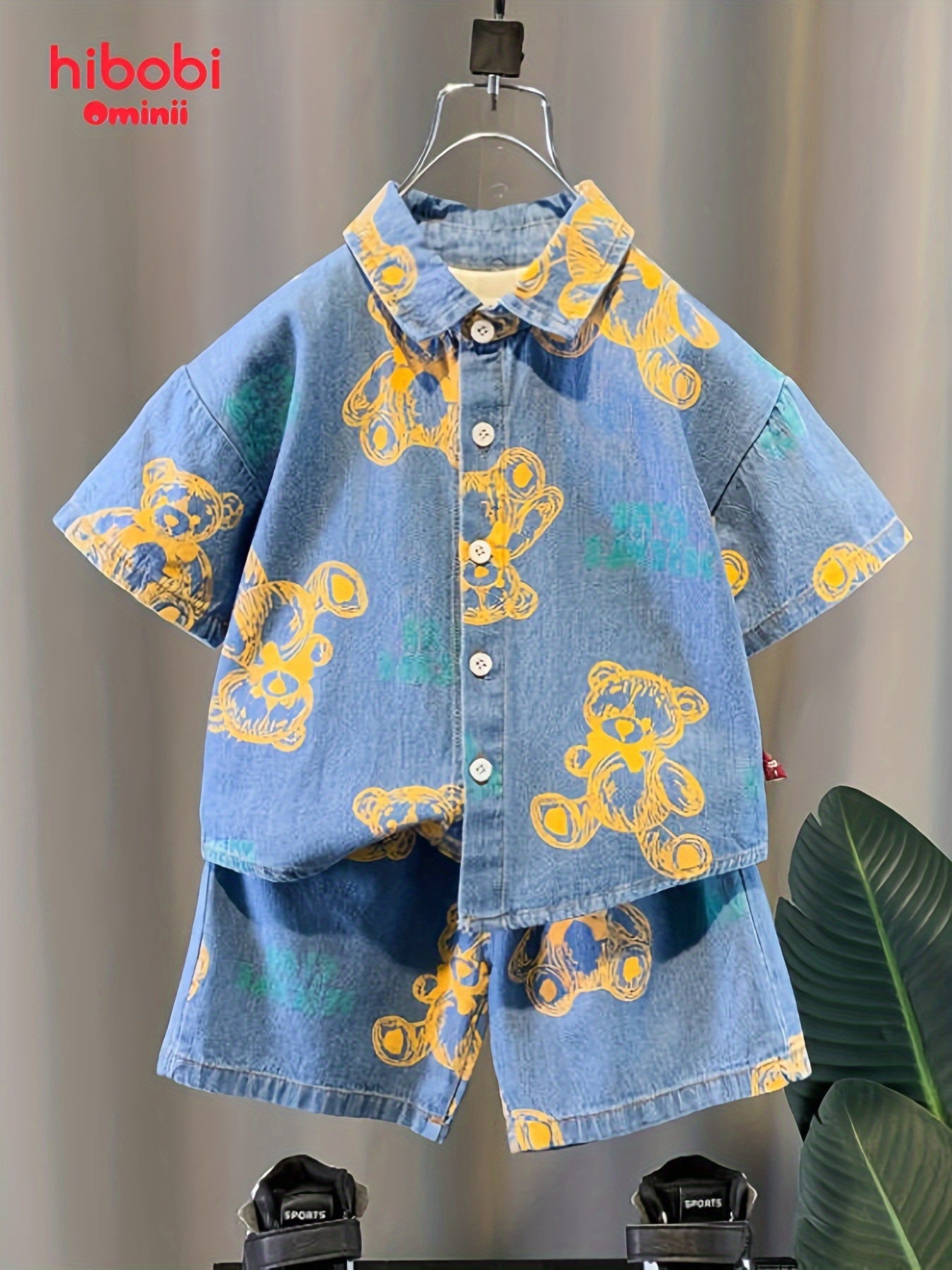 2pcs Boys Denim Shirt and Shorts Set for Summer