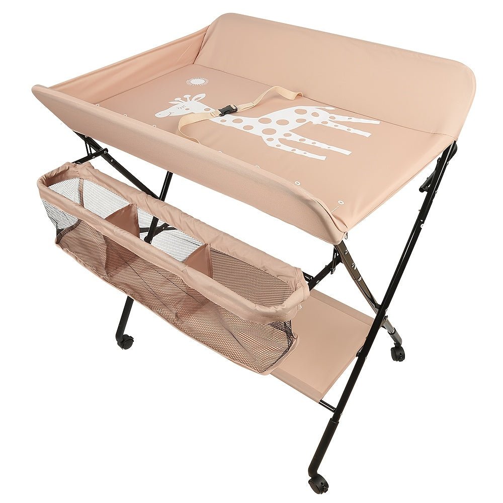 Adjustable Changing Table With Storage Basket And Wheels - BabyHaven