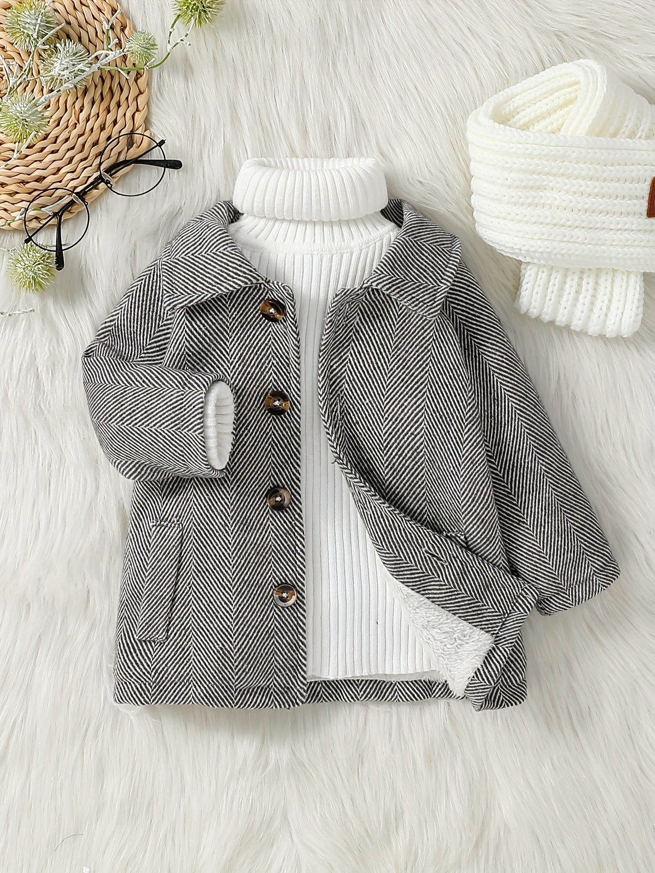 Stylish Jacket With Striped Wool Design For Kids Winter Coat - BabyHaven