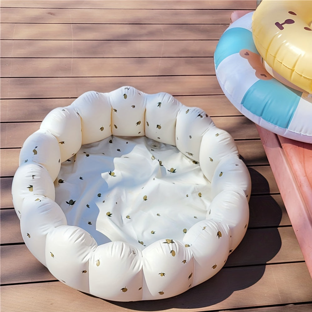 La Dearchuu Portable Youngsters Swimming Pool & Bath Tub - Multi-Functional, Foldable Design for Indoor/Outdoor Use, Durable PVC, Cream White