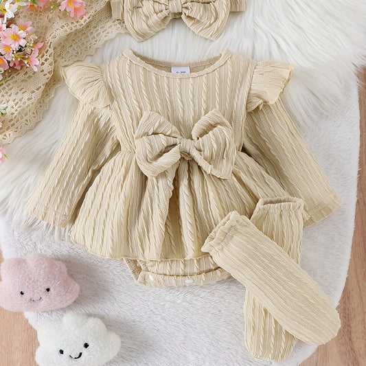 Classic Elegance Solid Bordeaux Red Baby Girl Set Outfit