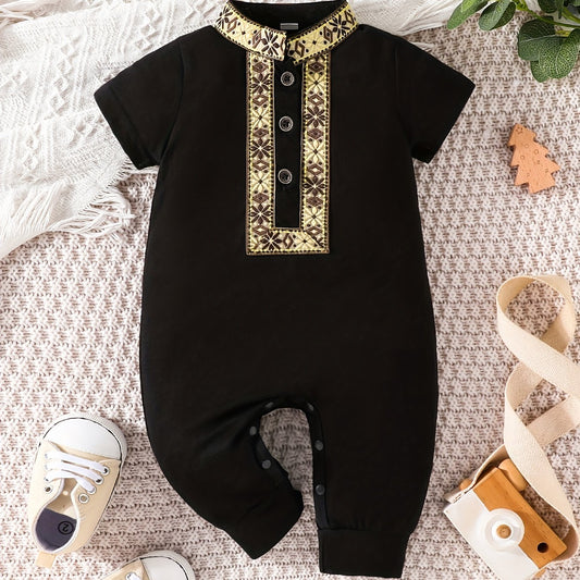 Eid Al-Adha Baby Boy's Floral Casual Jumpsuit Outfit