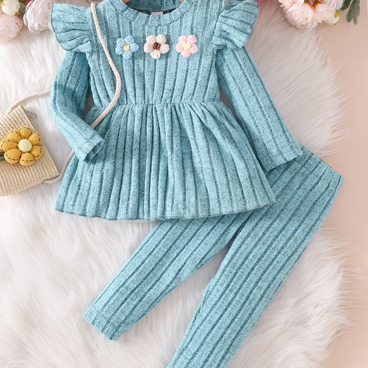 Adorable Rib - Knit Outfit for Girls Stylish Two - Piece Set - BabyHaven
