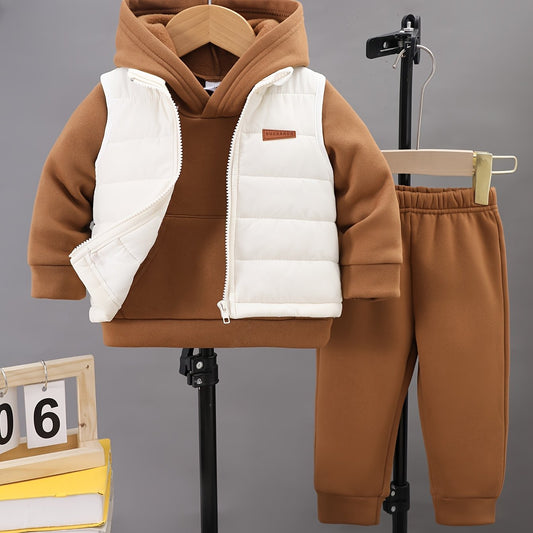 Three-Piece Set For Boys In Grey And Black Outfit