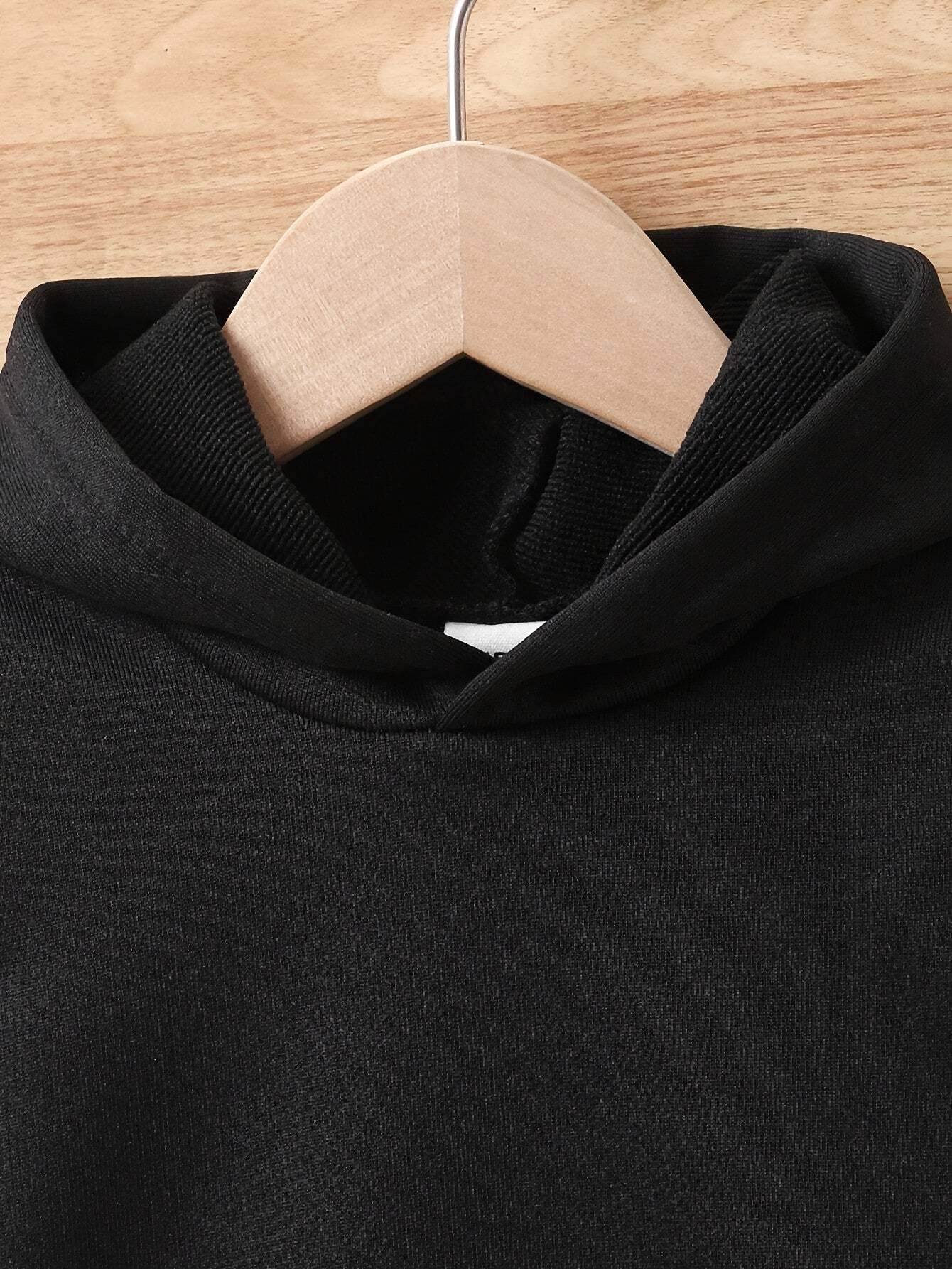 Boys' trendy black hooded sweatshirt from California print outfit set.