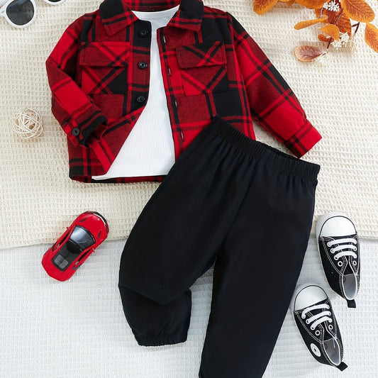 Fashionable 2 - Piece Set With Checkered Blouse For Kids - BabyHaven