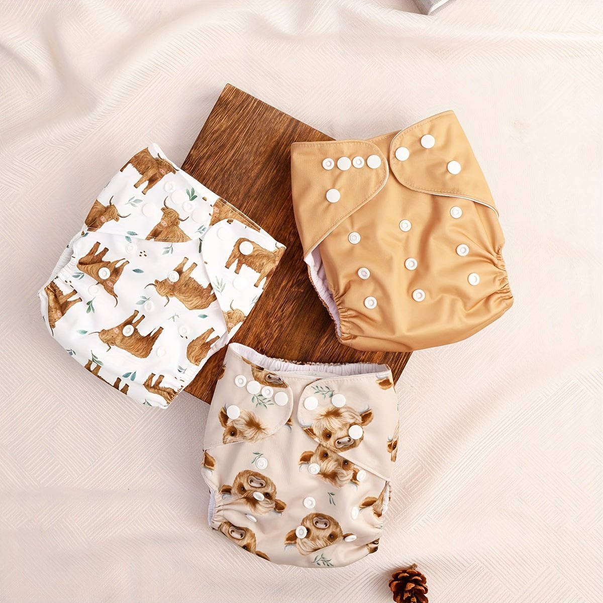 Happy Flute 3pcs Soft Suede Cloth Diapers with Pockets - BabyHaven