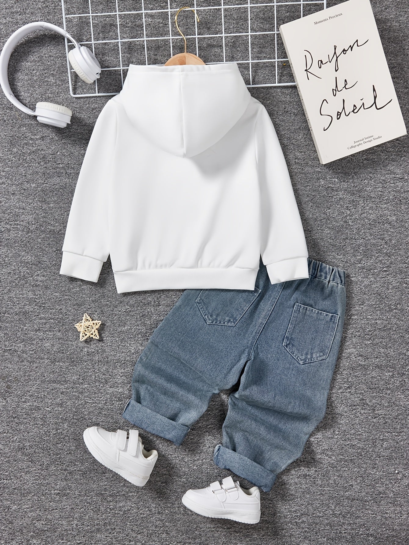 Boys Casual Alphabet Print Hoodie and Ripped Jeans Set for Spring and Fall - BabyHaven