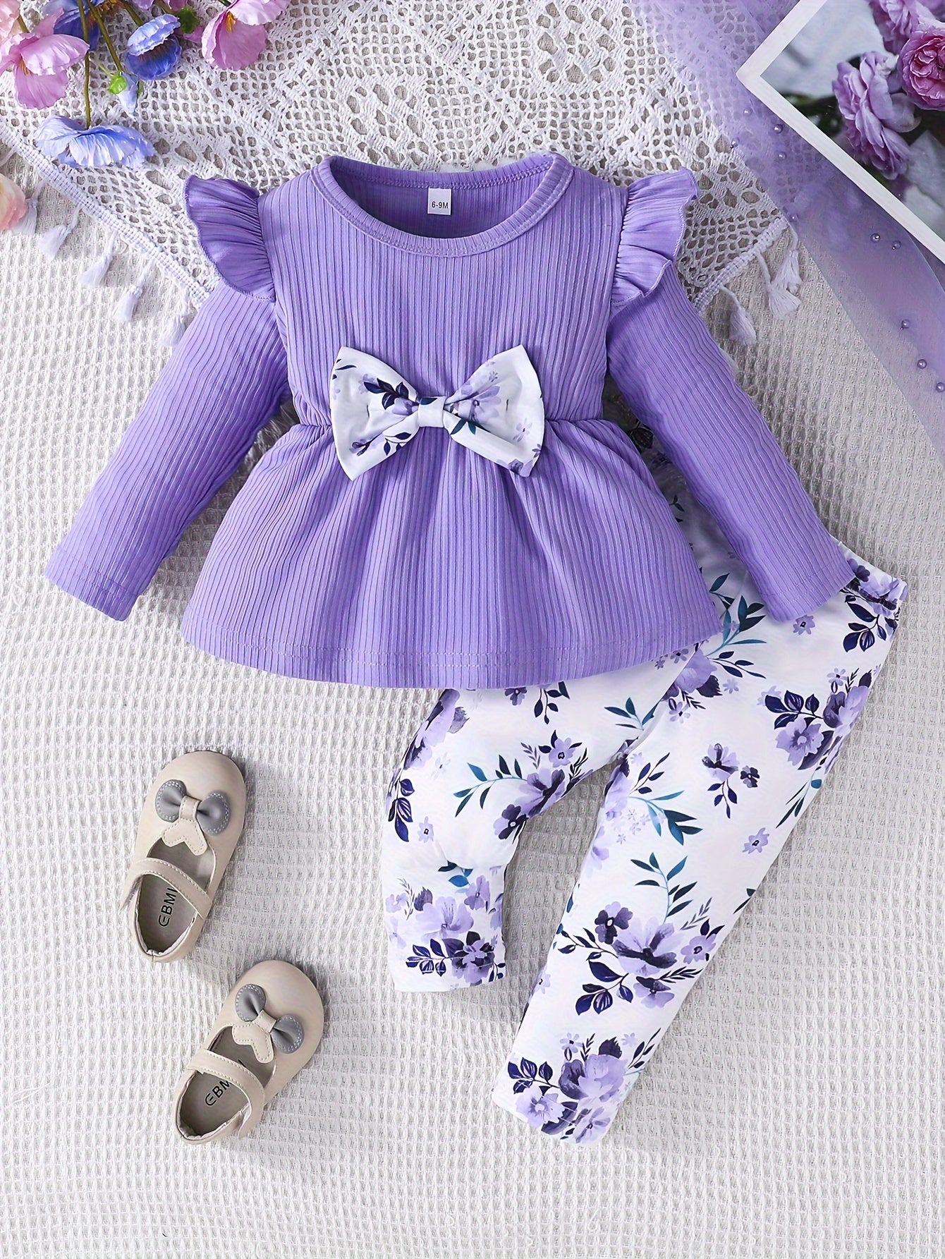 Stylish Two - Piece Set With Floral Pants For Girls - BabyHaven