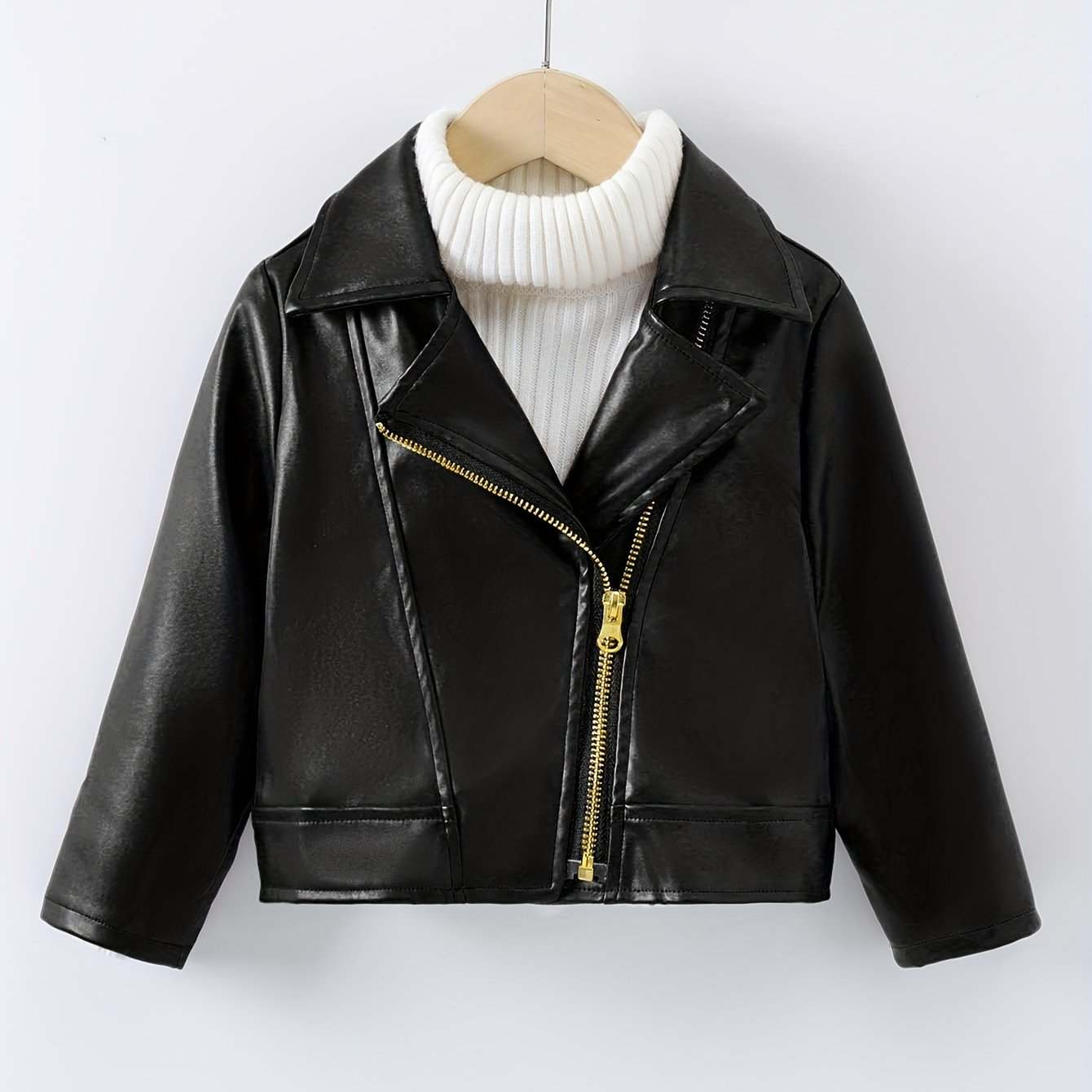 Trendy girls' pink leather jacket, stylish and durable, perfect for adding flair.