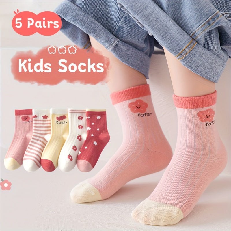 Fun And Funky Girls' Sock Set Five Pairs For Mix And Match - BabyHaven