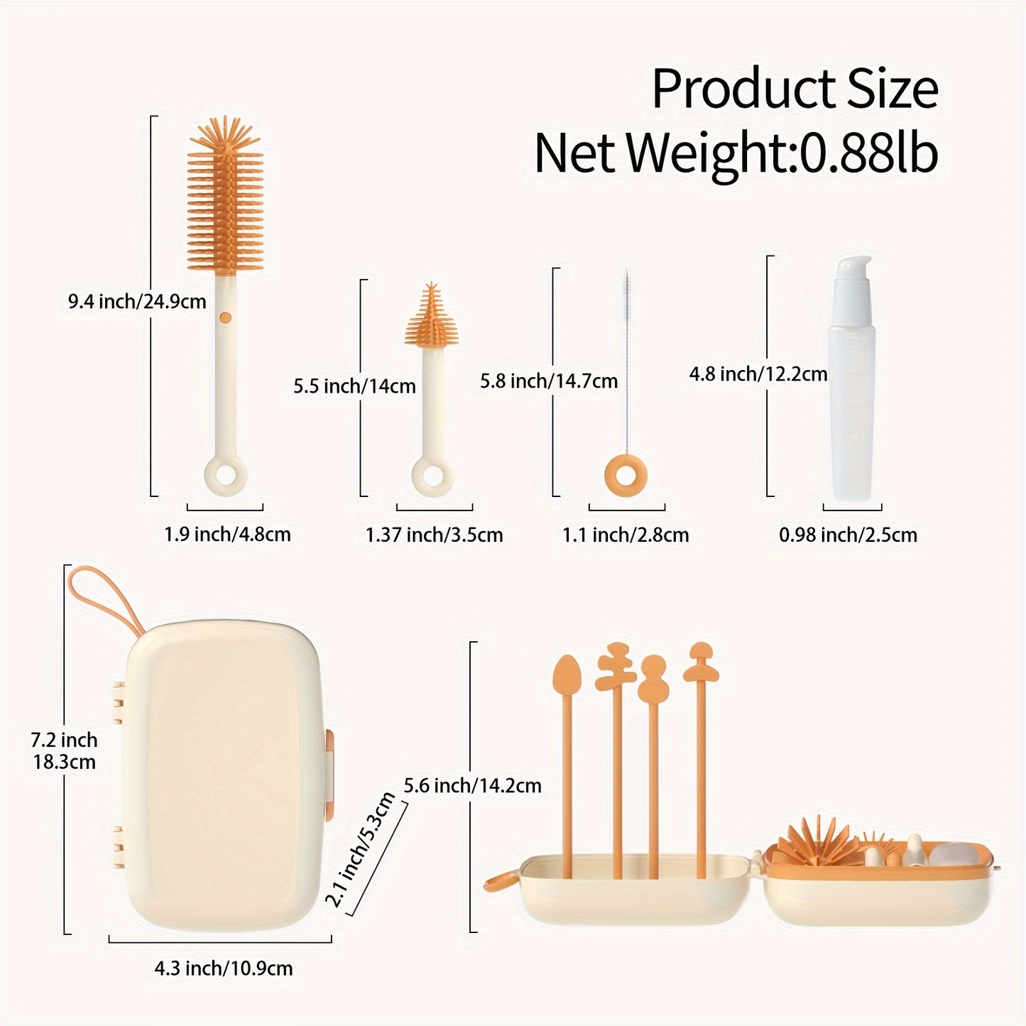 Silicone Bottle And Pacifier Brush Set With Storage Box