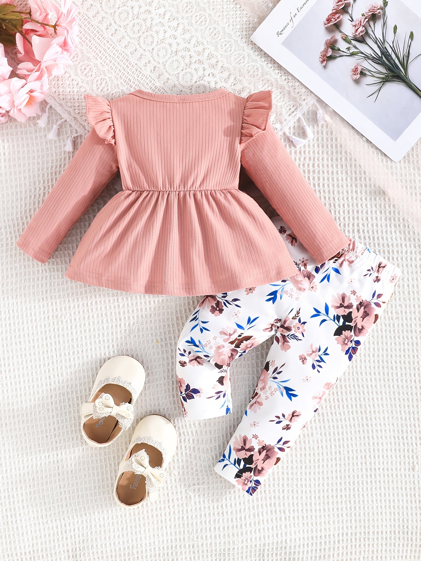 Stylish Two - Piece Set With Floral Pants For Girls - BabyHaven