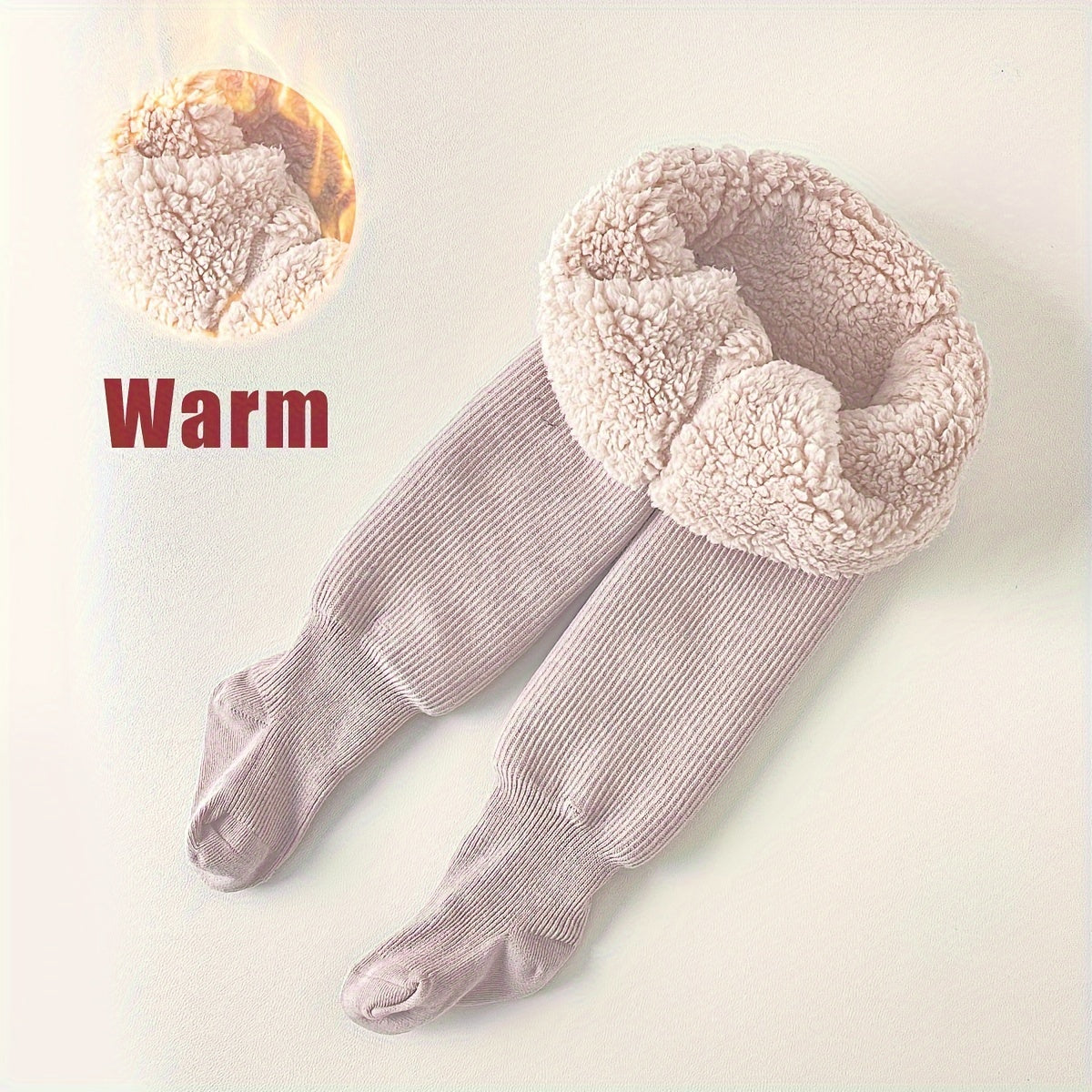 Cozy fleece-lined girls' tights for winter, in a solid color, displaying warmth and style.