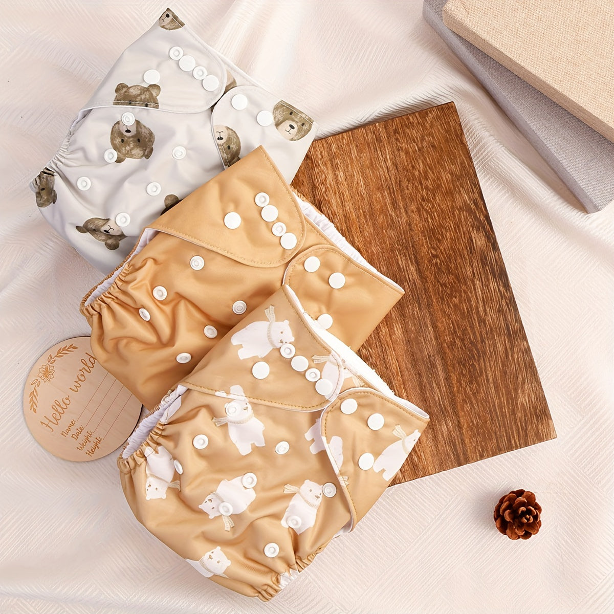 Happy Flute 3pcs Soft Suede Cloth Diapers with Pockets