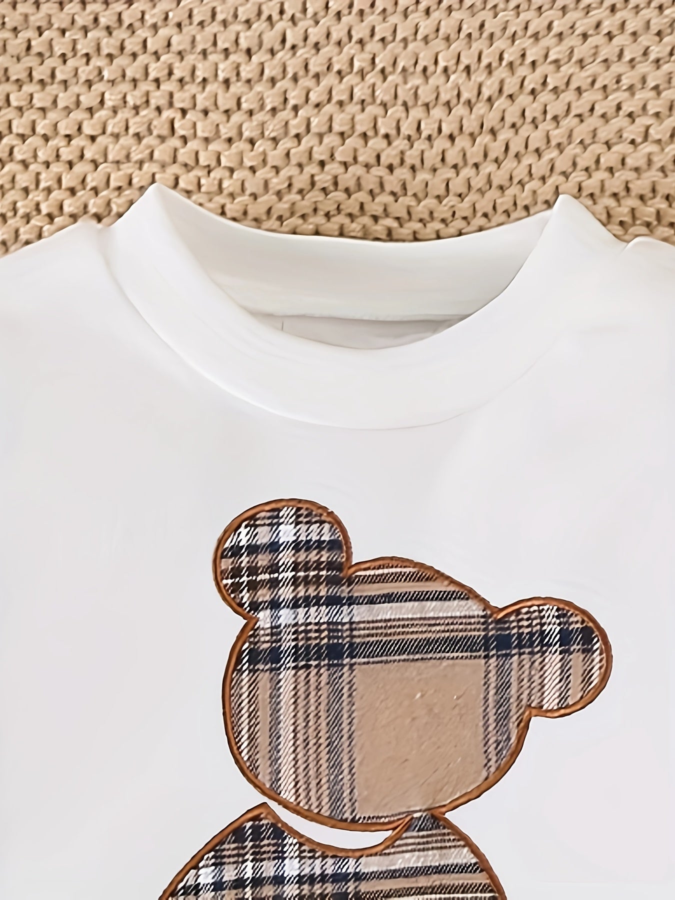Adorable White Bear Set With Top And Pants For Kids