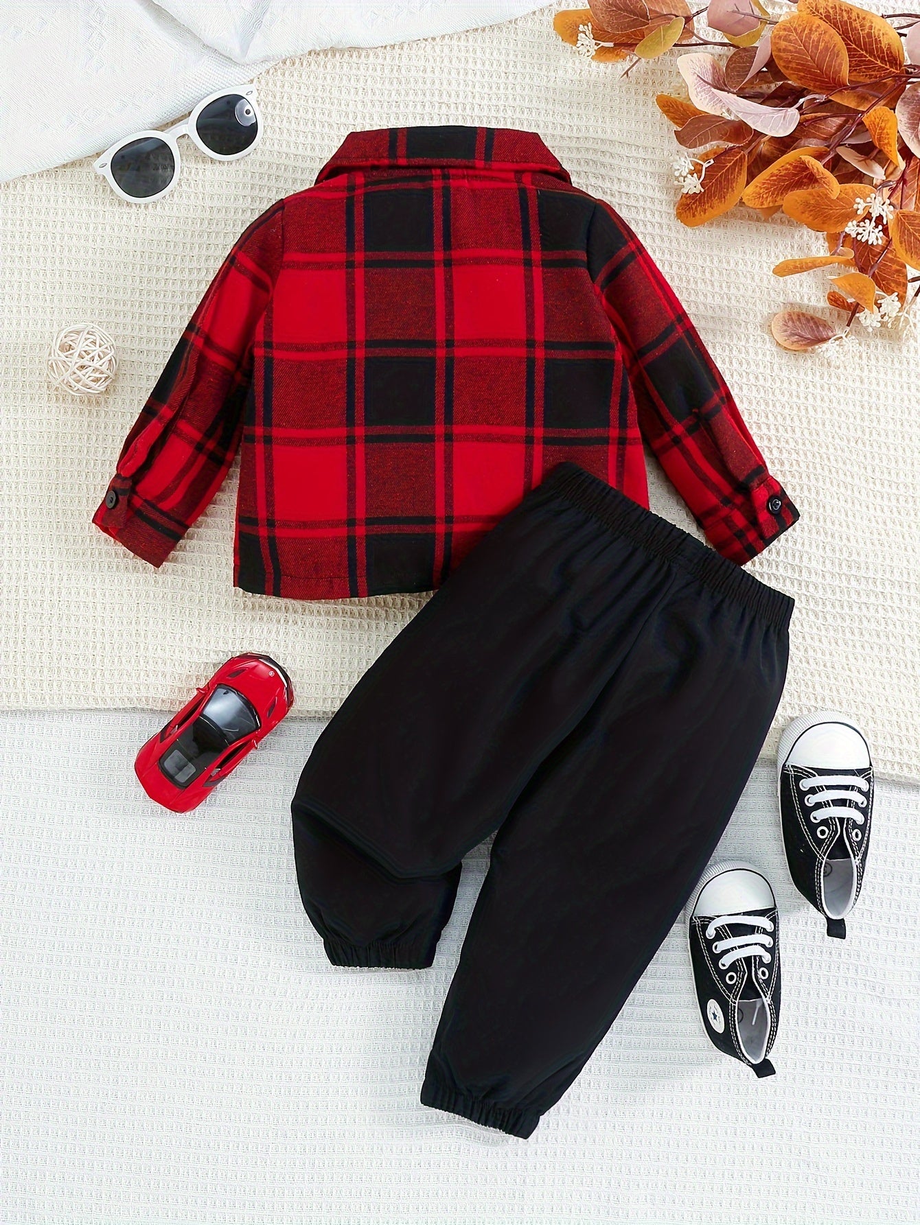 Fashionable 2 - Piece Set With Checkered Blouse For Kids - BabyHaven