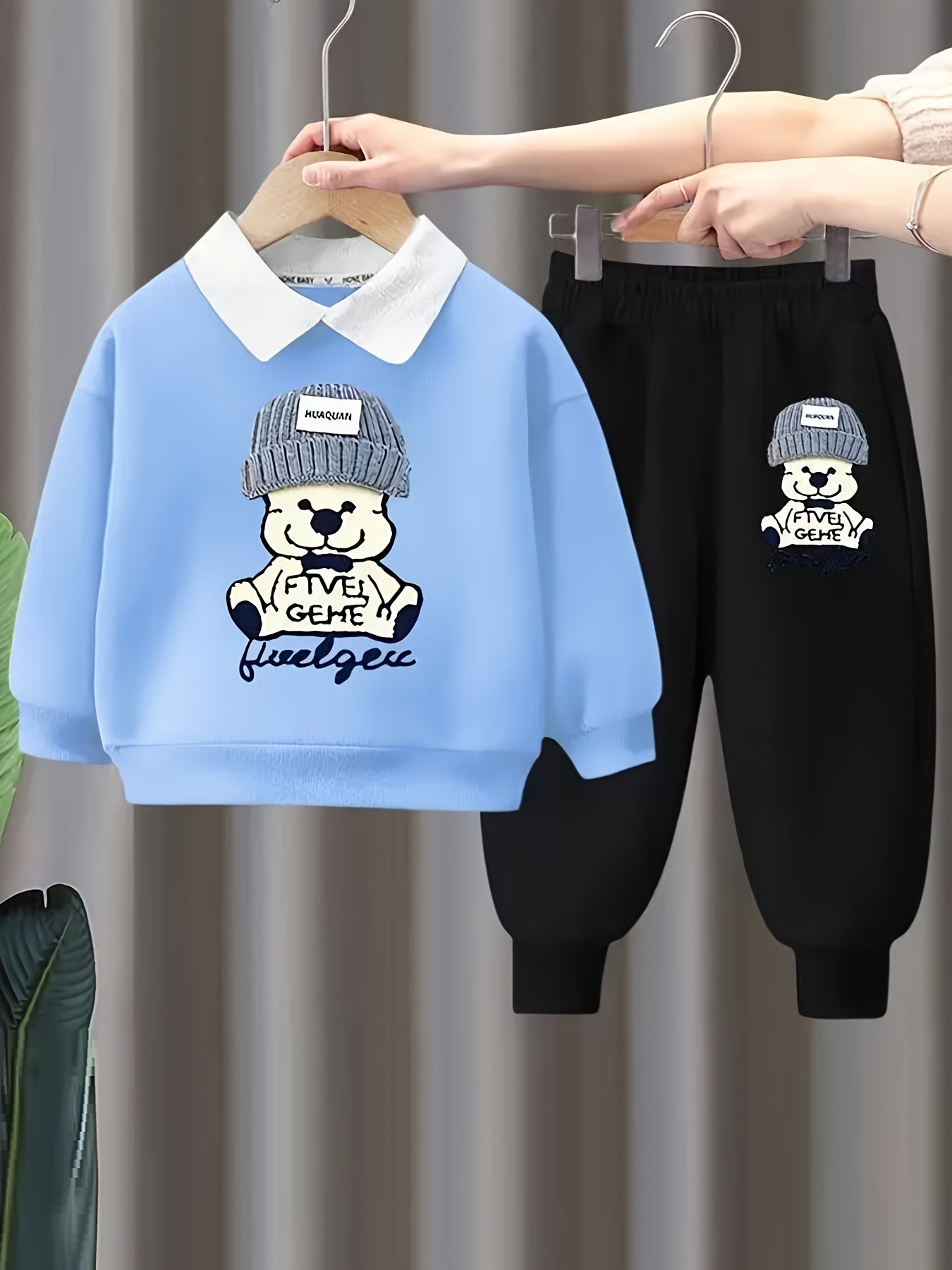 Cool Boy Set With Blue Sweater And Black Pants Combo