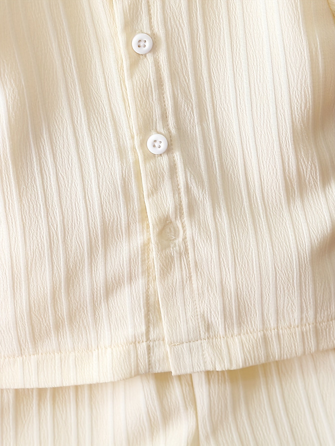 Summer Boys Apricot Striped Collared Shirt and Shorts Set for Outdoor Casual Activities - BabyHaven