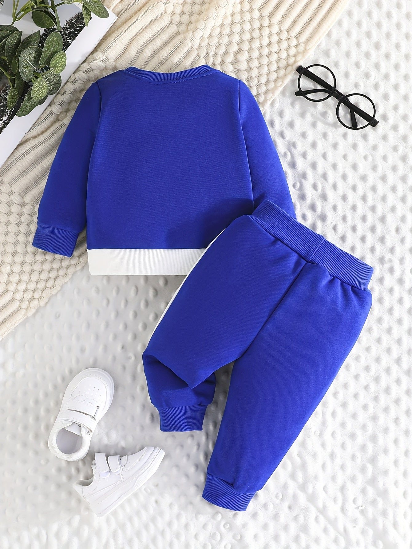 Sporty Blue & White Hello Print Hoodie And Pants Set For Kids - BabyHaven
