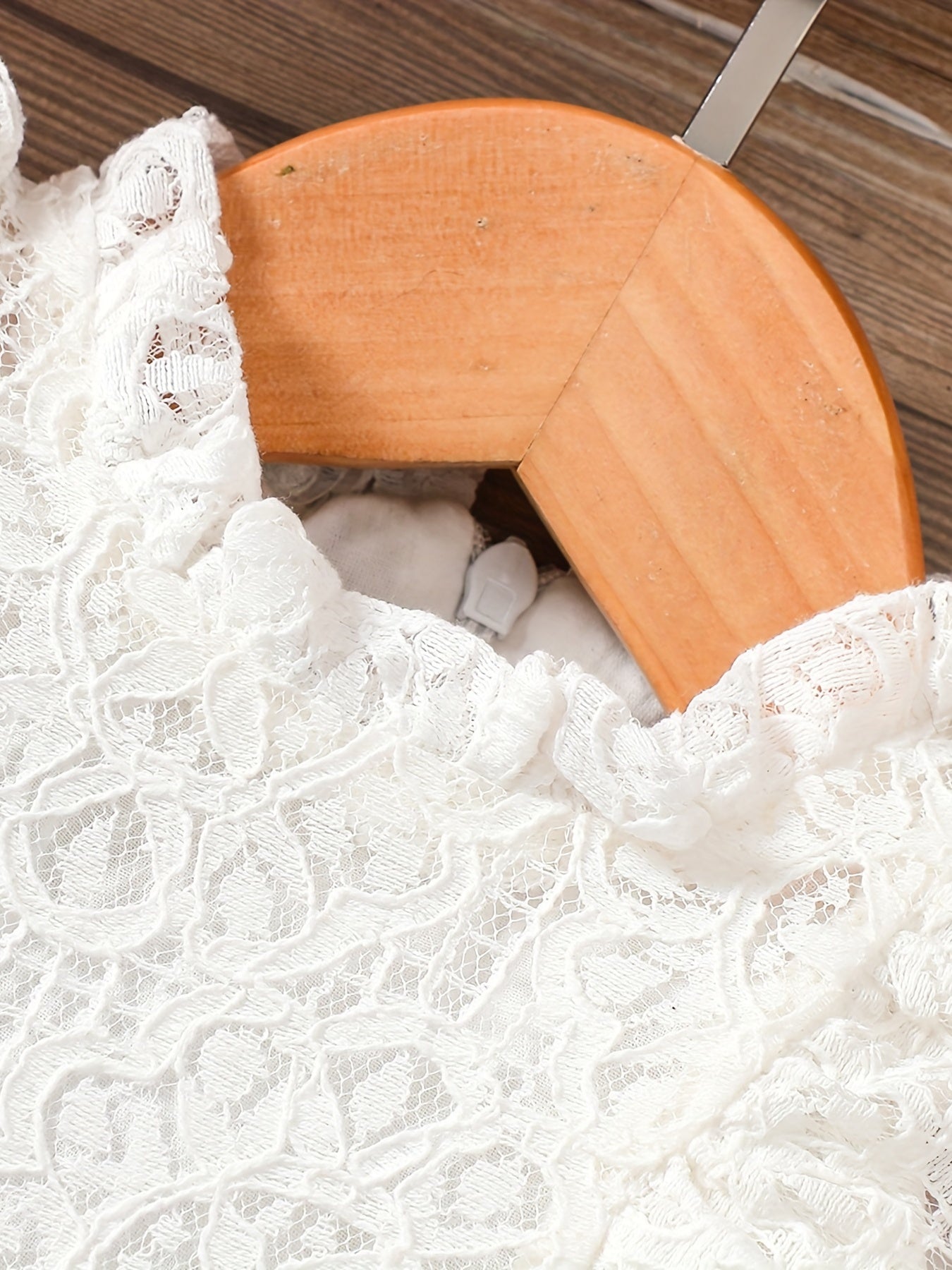 Elegant Lace Overlay Cotton Dress With Pompom Trim for Girls - BabyHaven