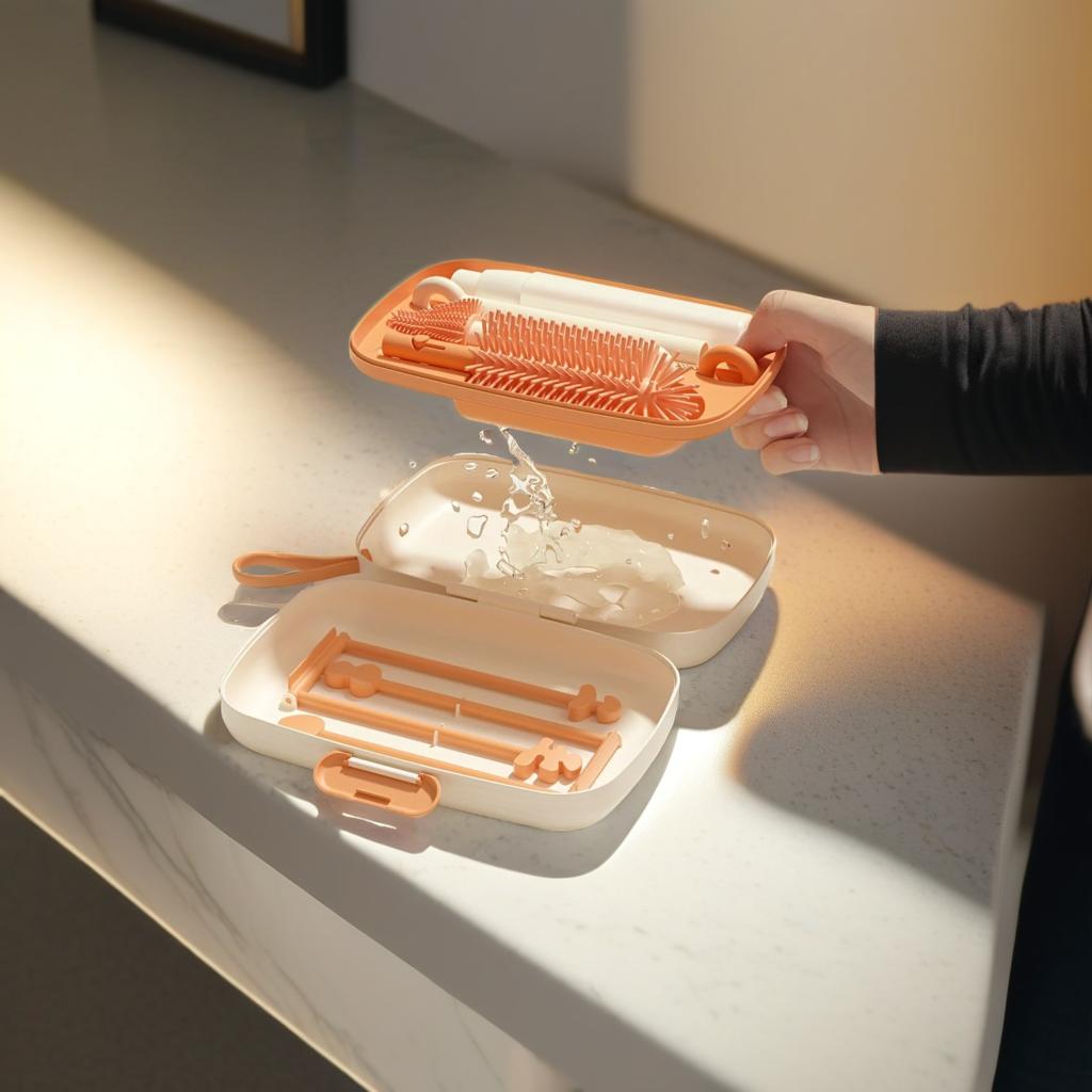 Silicone Bottle And Pacifier Brush Set With Storage Box