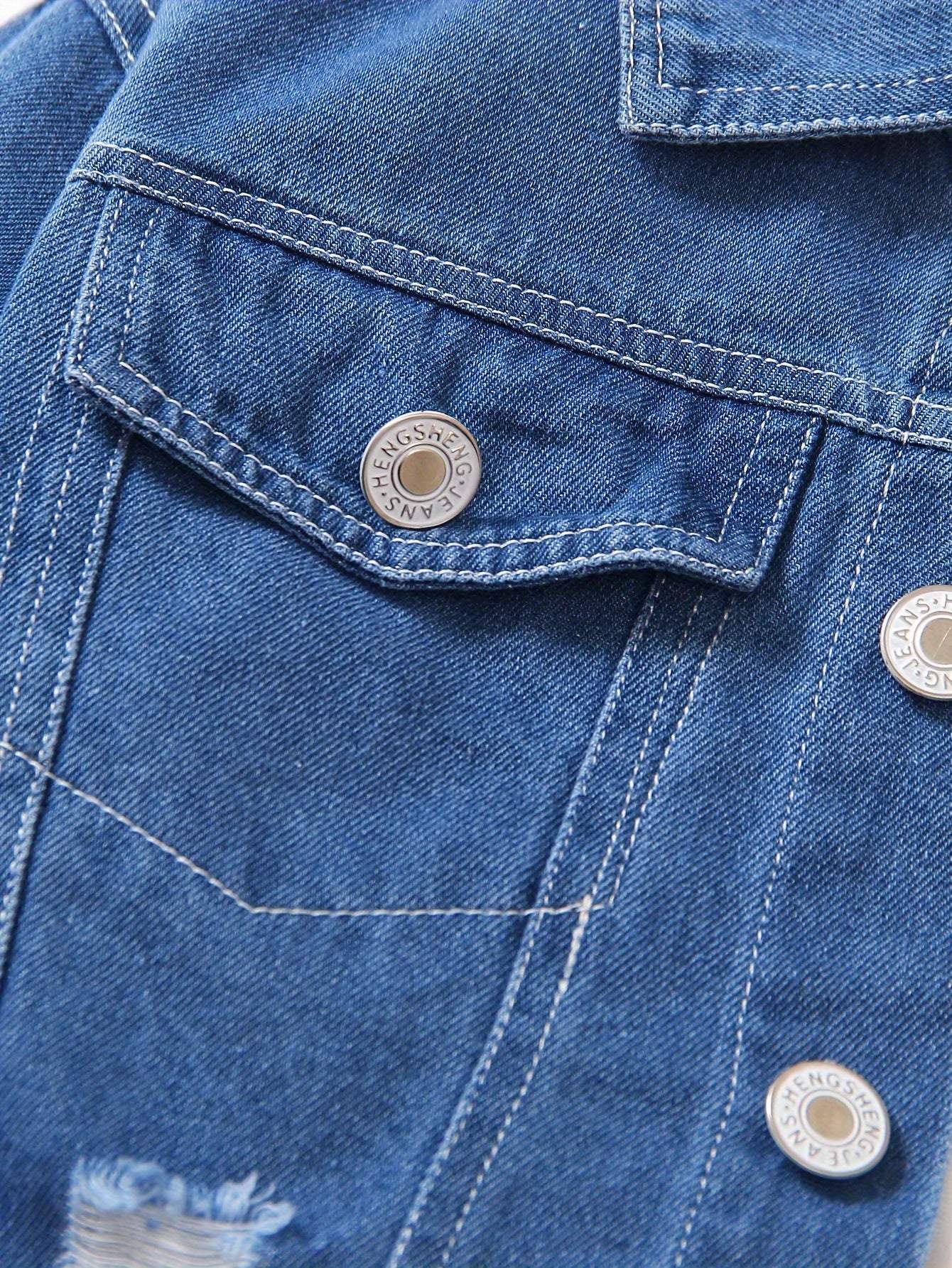 Cool boys' denim outfit set, perfect for casual days, showcasing durable woven fabric.