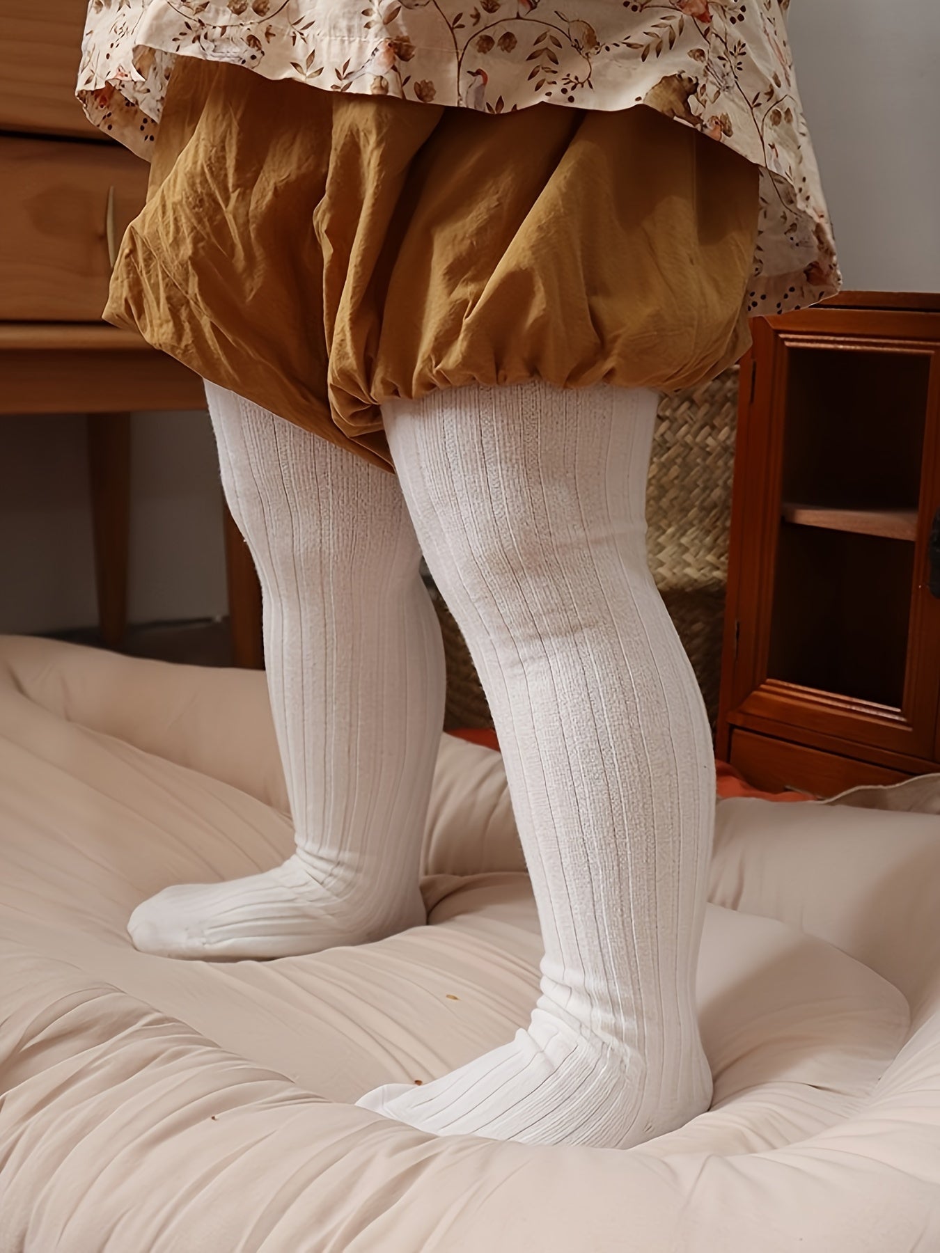 Baby's Solid Color Ribbed Leggings Versatile Pantyhose Set - BabyHaven