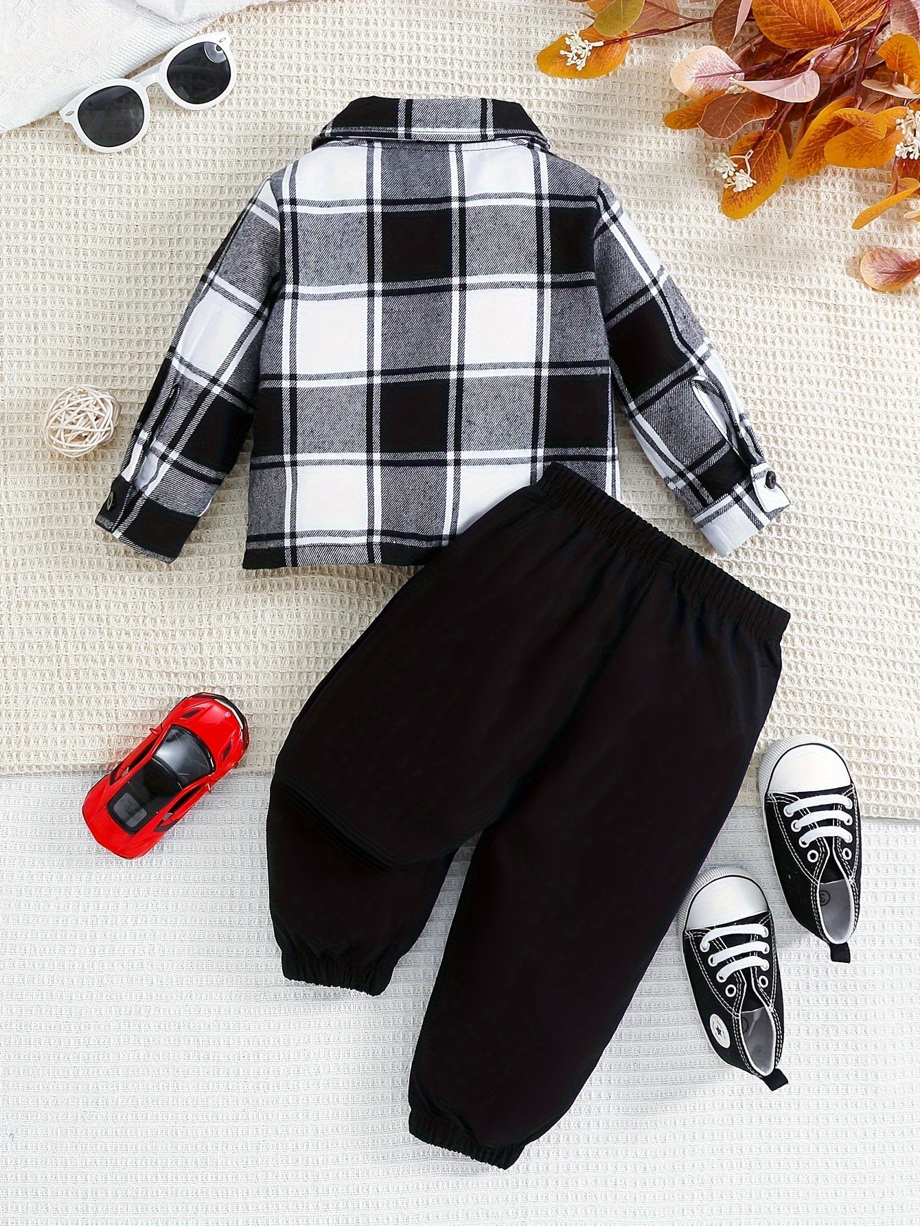Fashionable 2 - Piece Set With Checkered Blouse For Kids - BabyHaven