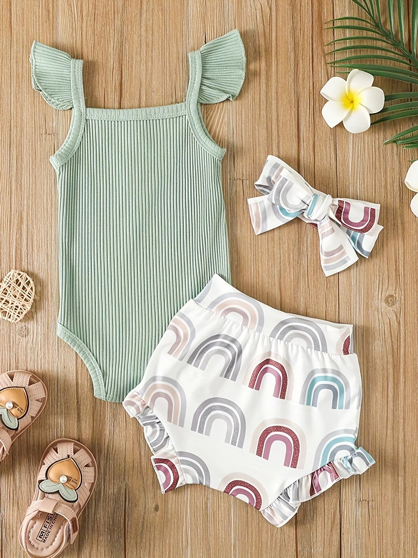 Summer Newborn Baby Girl Clothes Set Sleeveless Bodysuit 3pcs - BabyHaven