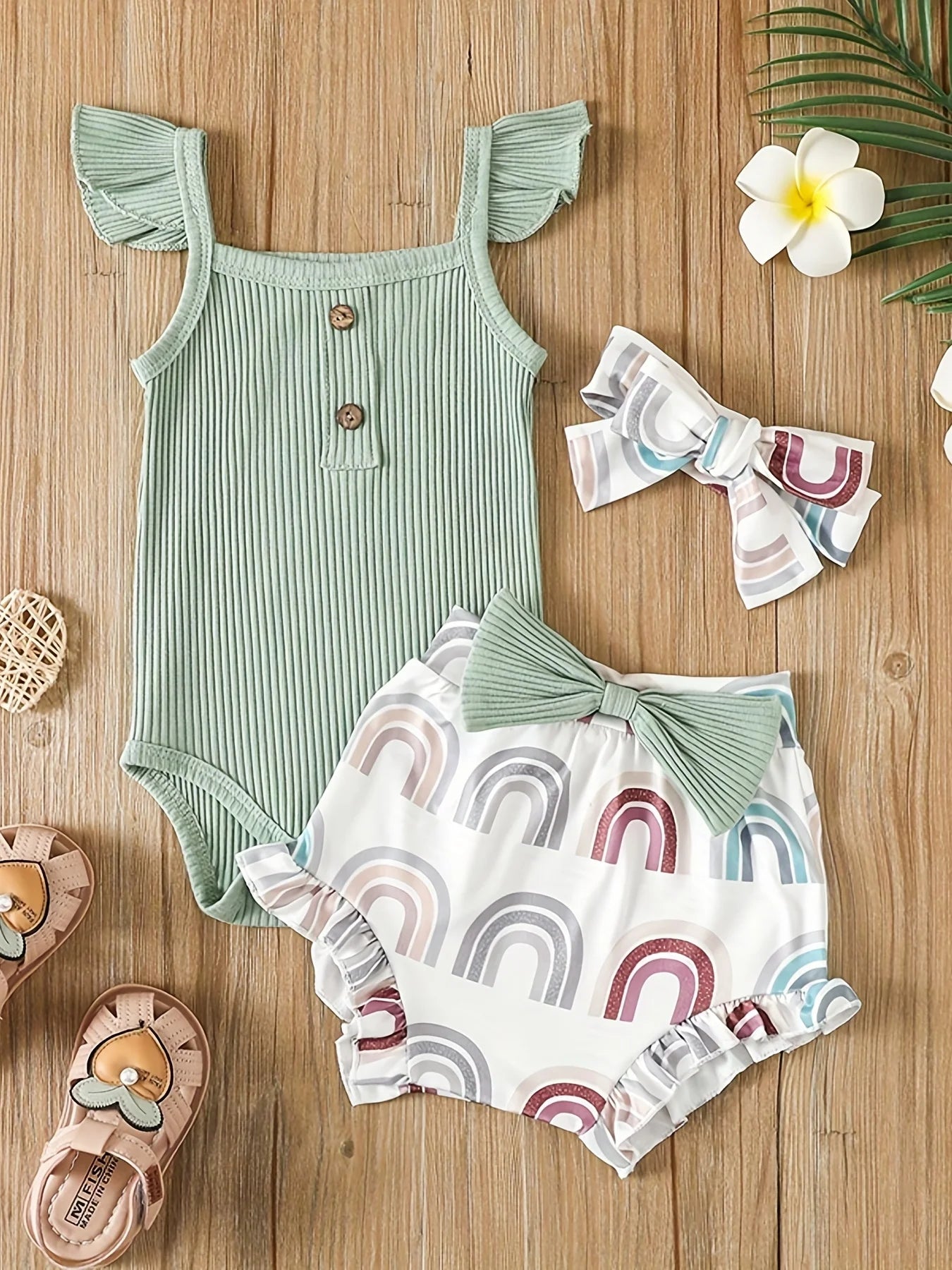 Summer Newborn Baby Girl Clothes Set Sleeveless Bodysuit 3pcs - BabyHaven