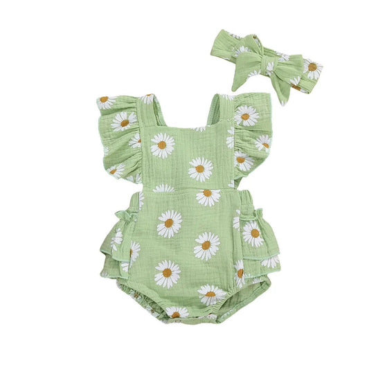 Cute Newborn Baby Girls Daisy Romper Ruffles Summer Clothing - BabyHaven