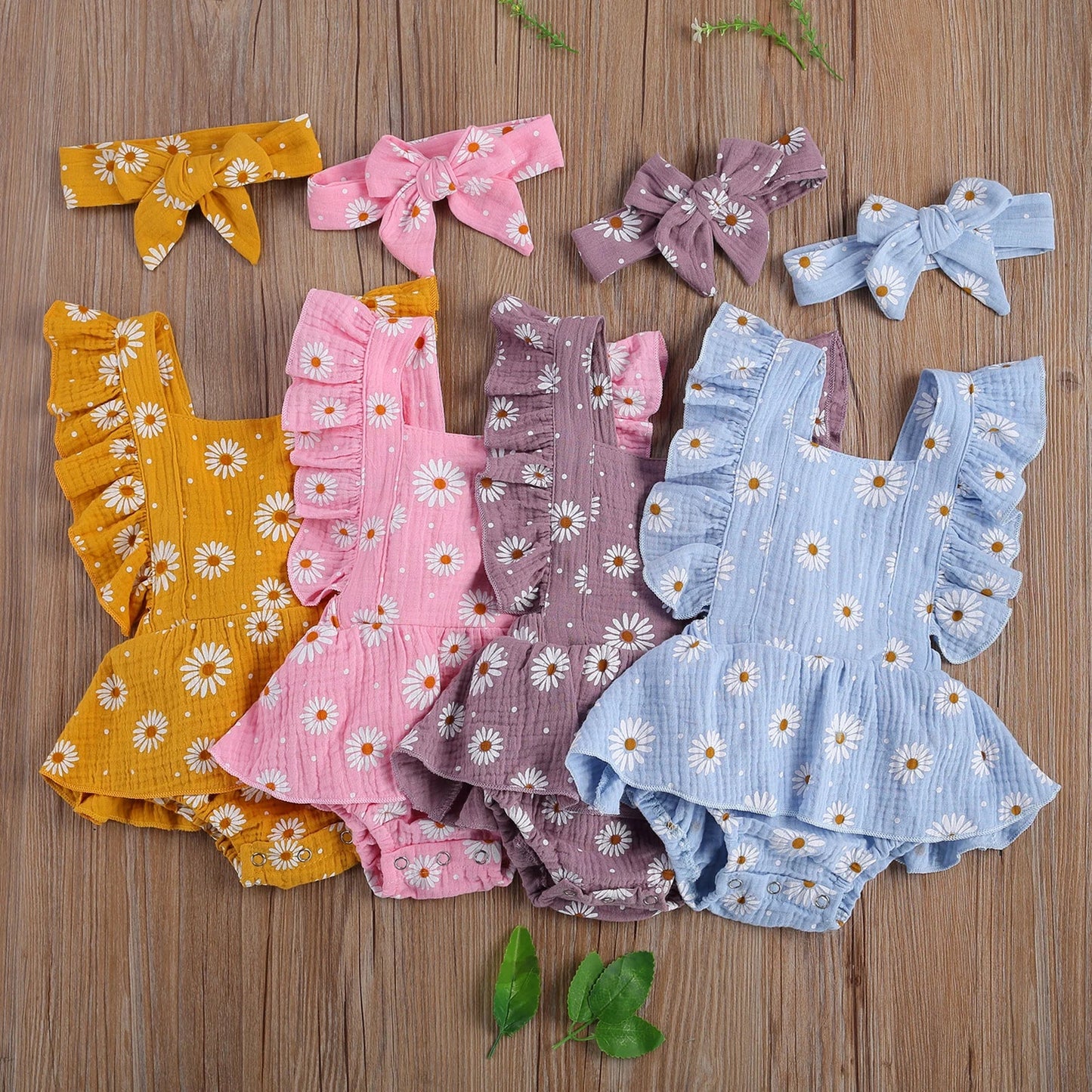 Cute Newborn Baby Girls Daisy Romper Ruffles Summer Clothing - BabyHaven