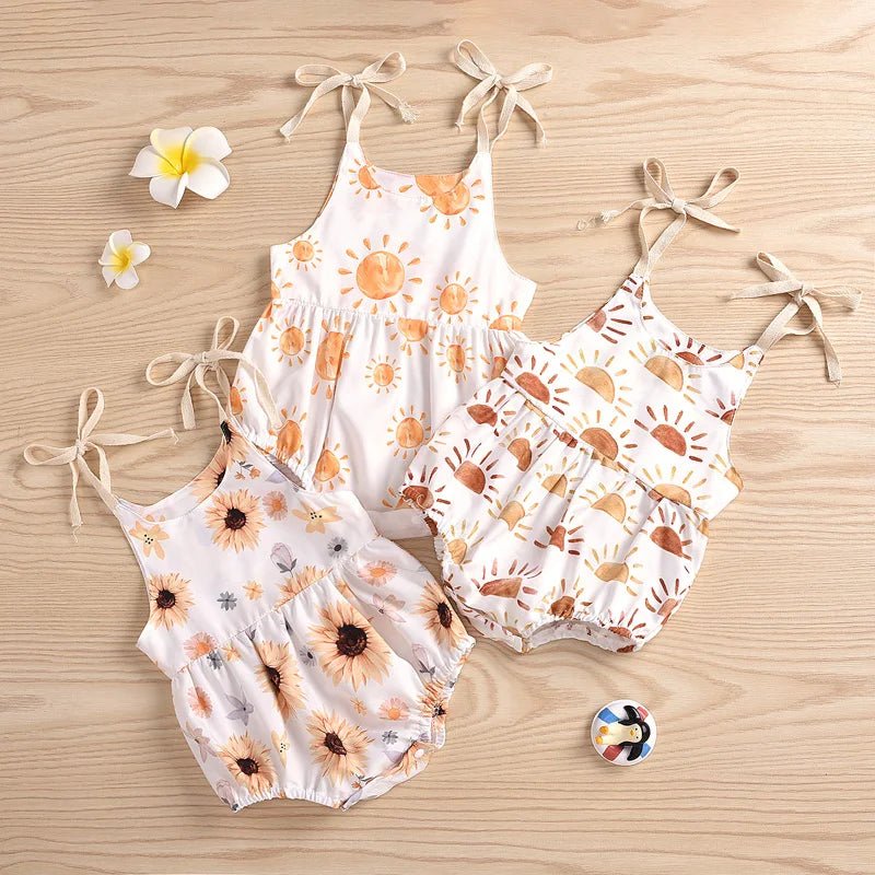 Newborn Infant Baby Girl Sun Sunflowe Print Sleeveless Romper Jumpsuit Summer Toddler Clothing - BabyHaven