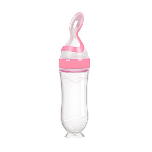 Safe Useful Silicone Baby Bottle With Spoon For Feeding - BabyHaven