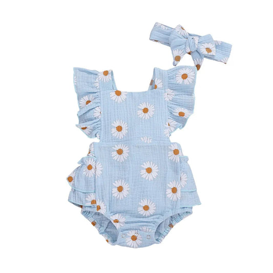 Cute Newborn Baby Girls Daisy Romper Ruffles Summer Clothing - BabyHaven