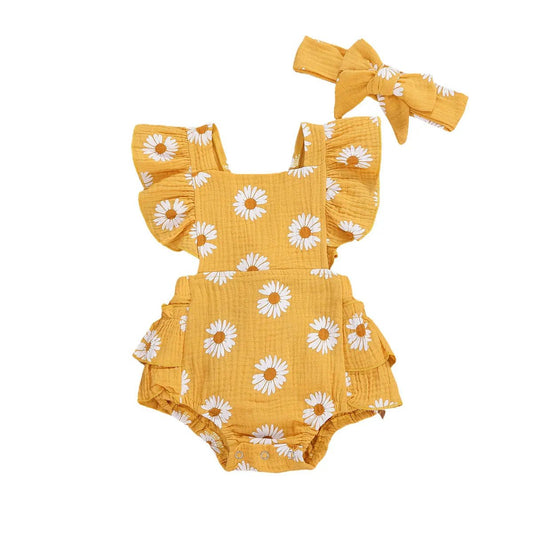Cute Newborn Baby Girls Daisy Romper Ruffles Summer Clothing - BabyHaven