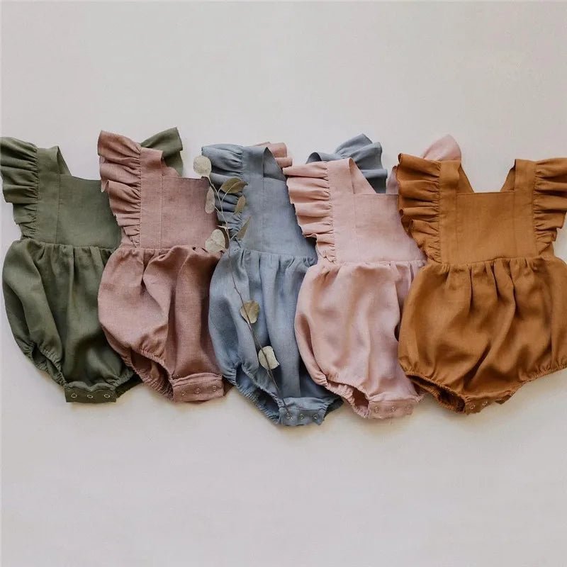 Adorable Linen Baby Clothes Ruffles Lace Sleeve Bodysuit - BabyHaven