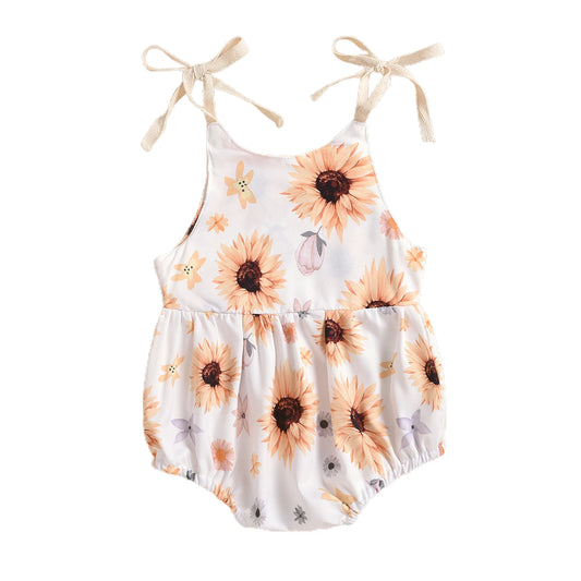 Newborn Infant Baby Girl Sun Sunflowe Print Sleeveless Romper Jumpsuit Summer Toddler Clothing - BabyHaven