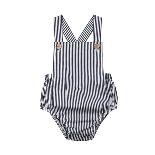 Newborn Infant Baby Boys Girls Bodysuit Stripes Button Jumpsuit - BabyHaven