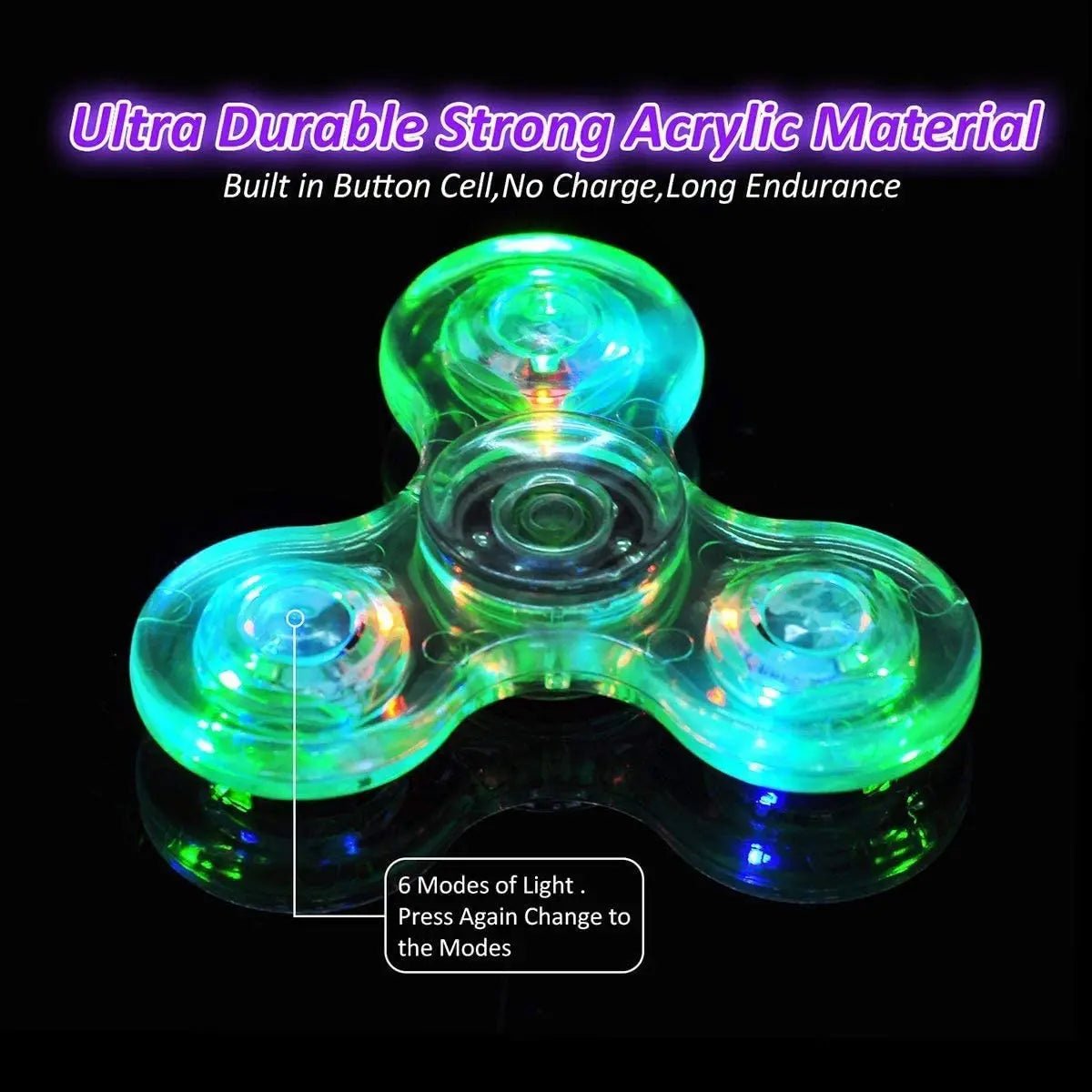 LED Light Up Fidget Spinner Luminous Finger Toy for Stress Relief - BabyHaven