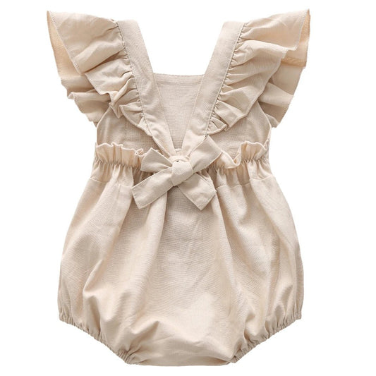 Adorable Linen Baby Clothes Ruffles Lace Sleeve Bodysuit - BabyHaven