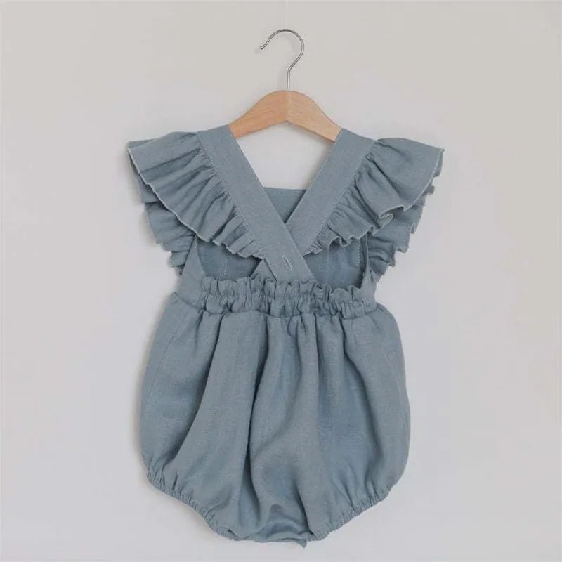 Adorable Linen Baby Clothes Ruffles Lace Sleeve Bodysuit - BabyHaven