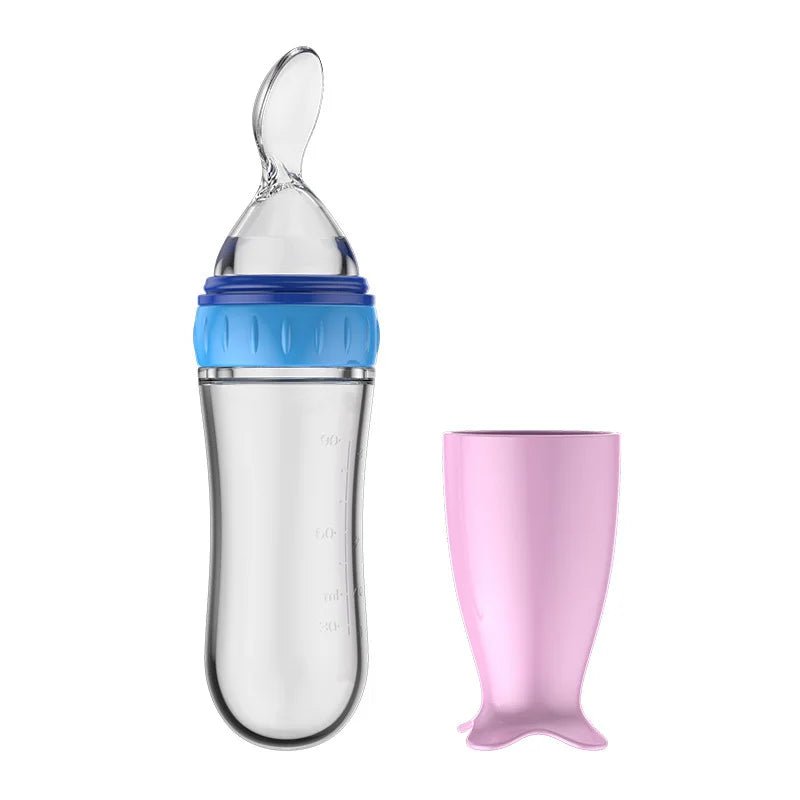 Safe Useful Silicone Baby Bottle With Spoon For Feeding - BabyHaven
