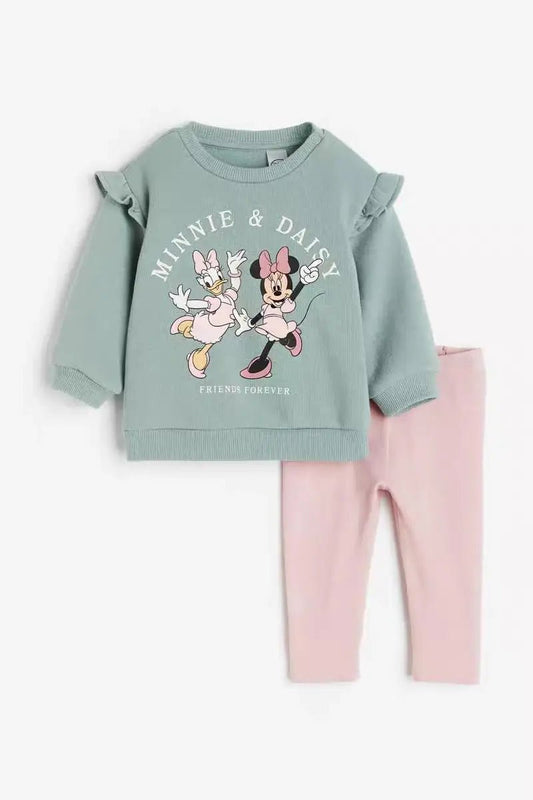 Cute Minnie Print Tops 2pcs For Girls Autumn Tracksuit Set - BabyHaven