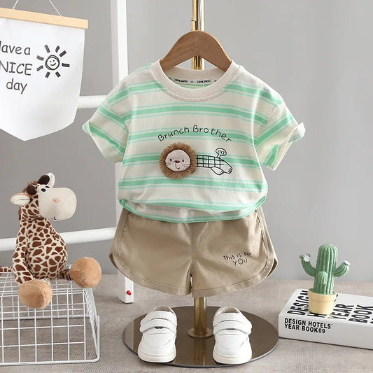 New Baby Boys Summer Clothes Outfits Sets Striped T-Shirt Shorts Suits - BabyHaven