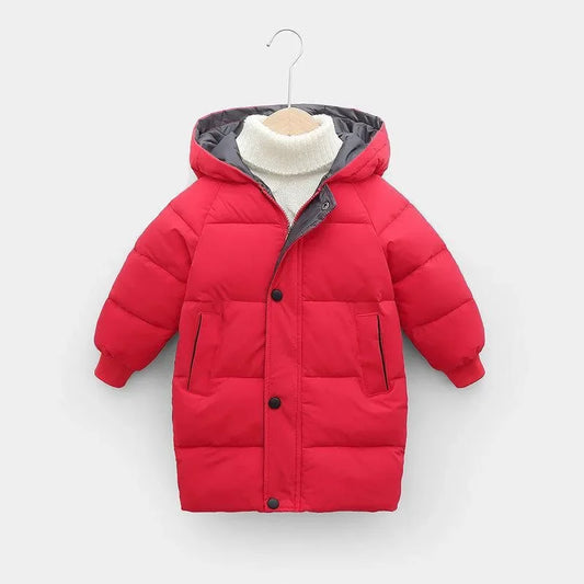 1pcs Boys Girls Cotton-Padded Coats Kids Long Down Autumn Winter Teen Cotton Clothes Outerwear Big Children Thicken Warm Jacket