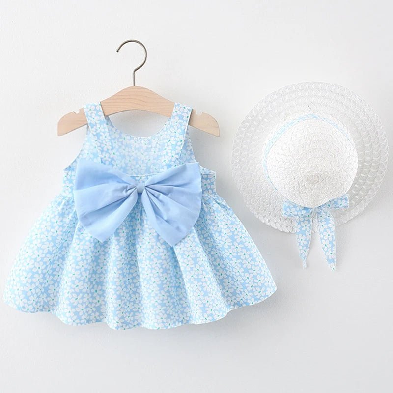 2Piece Summer Newborn Dresses Toddler Clothes Cute Bow Flowers Beach Infant Princess Dress Baby Girl Clothing Set - BabyHaven