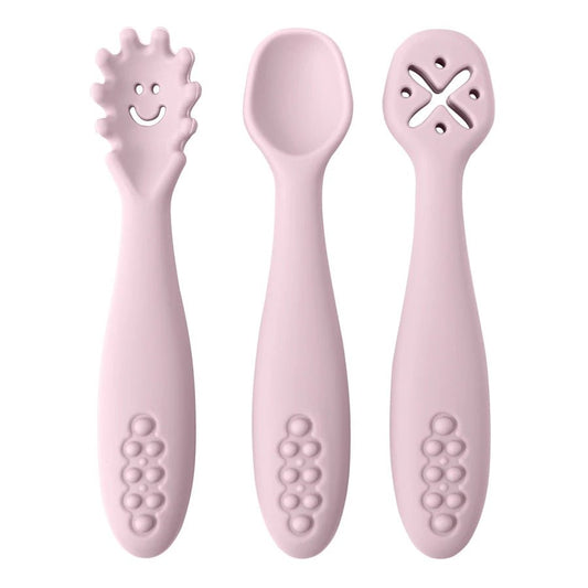 3PCS Silicone Spoon Fork Set For Baby Feeding Utensils - BabyHaven